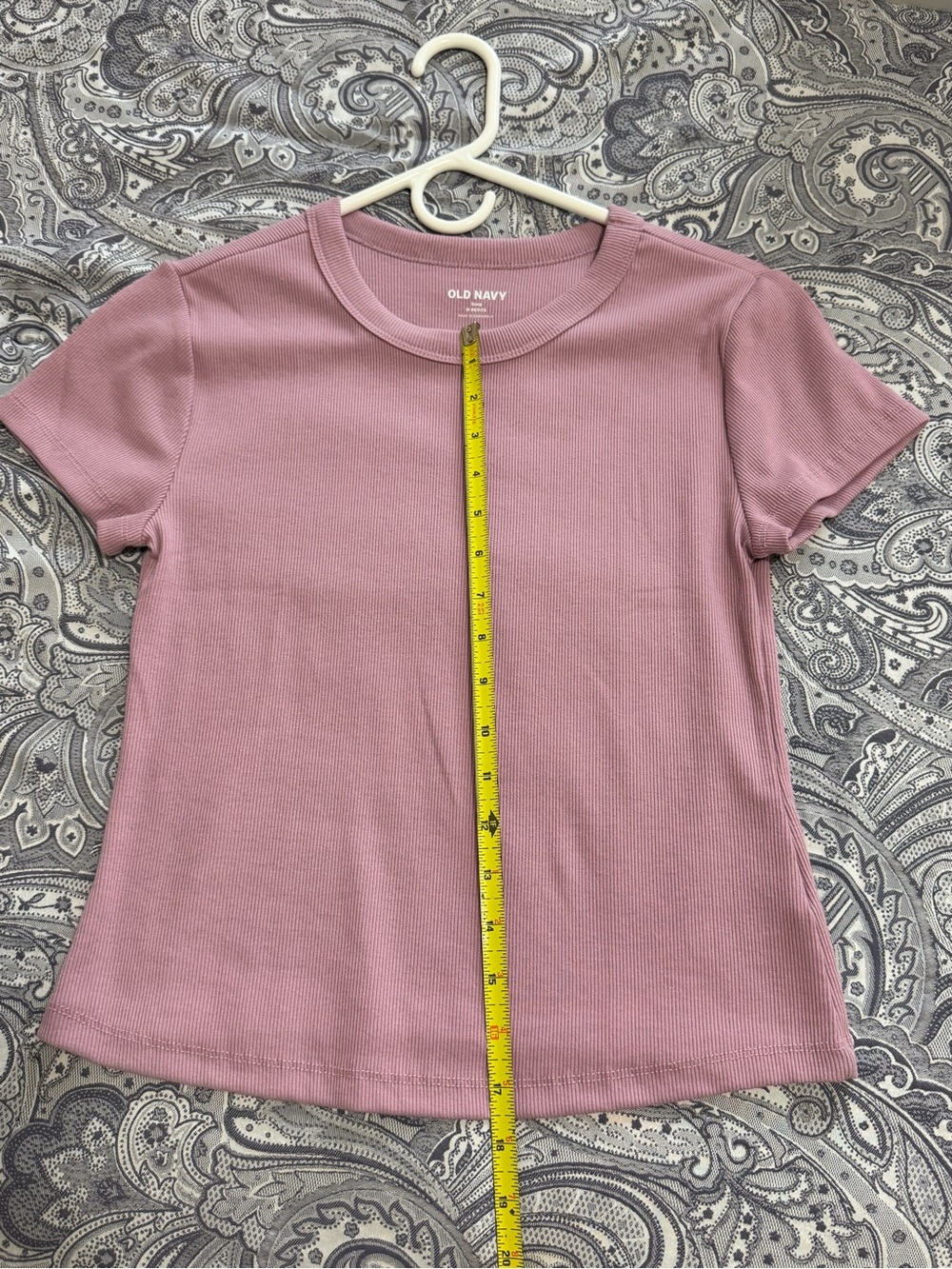 Old Navy Mauve Pink Ribbed Crewneck Short Sleeve Tee